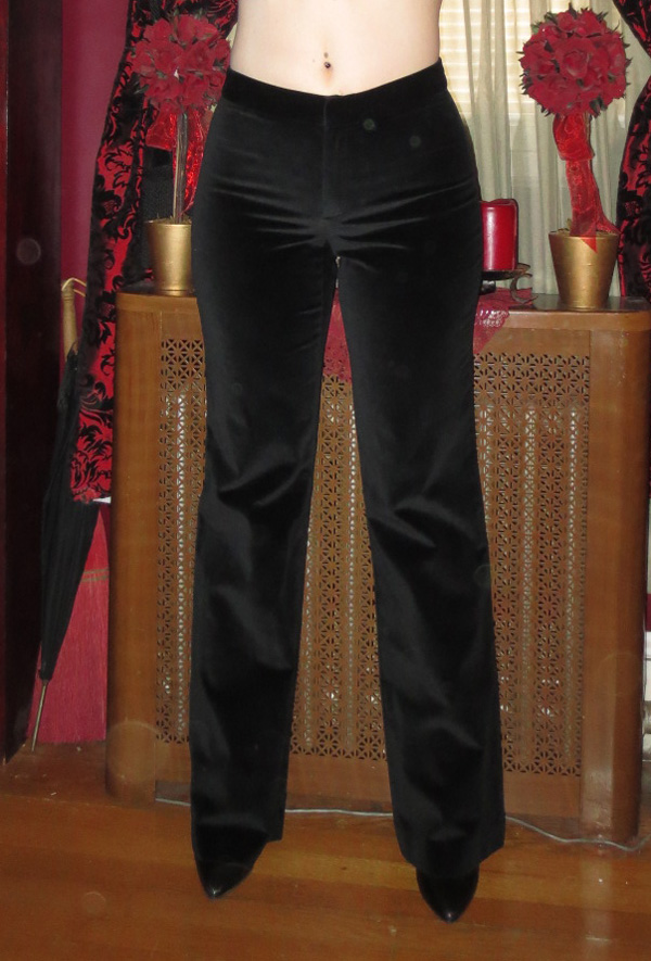 Vintage Ladies Gothic Black Velvet Dress Pants Small