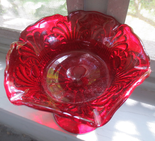 Vintage Red Glass Dish