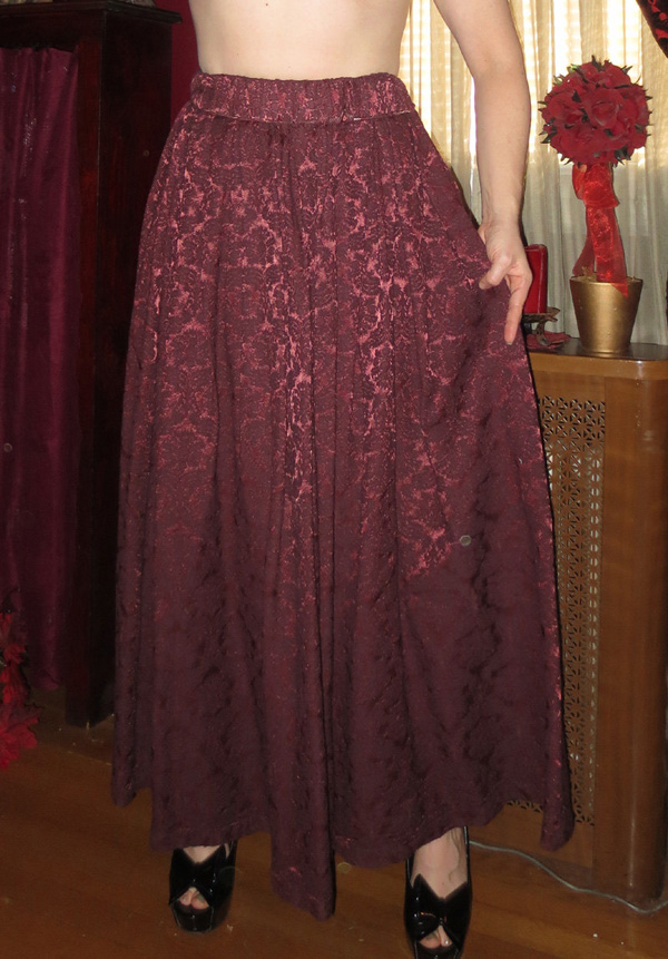 Vintage Burgundy Damask Long Full Renaissance Skirt