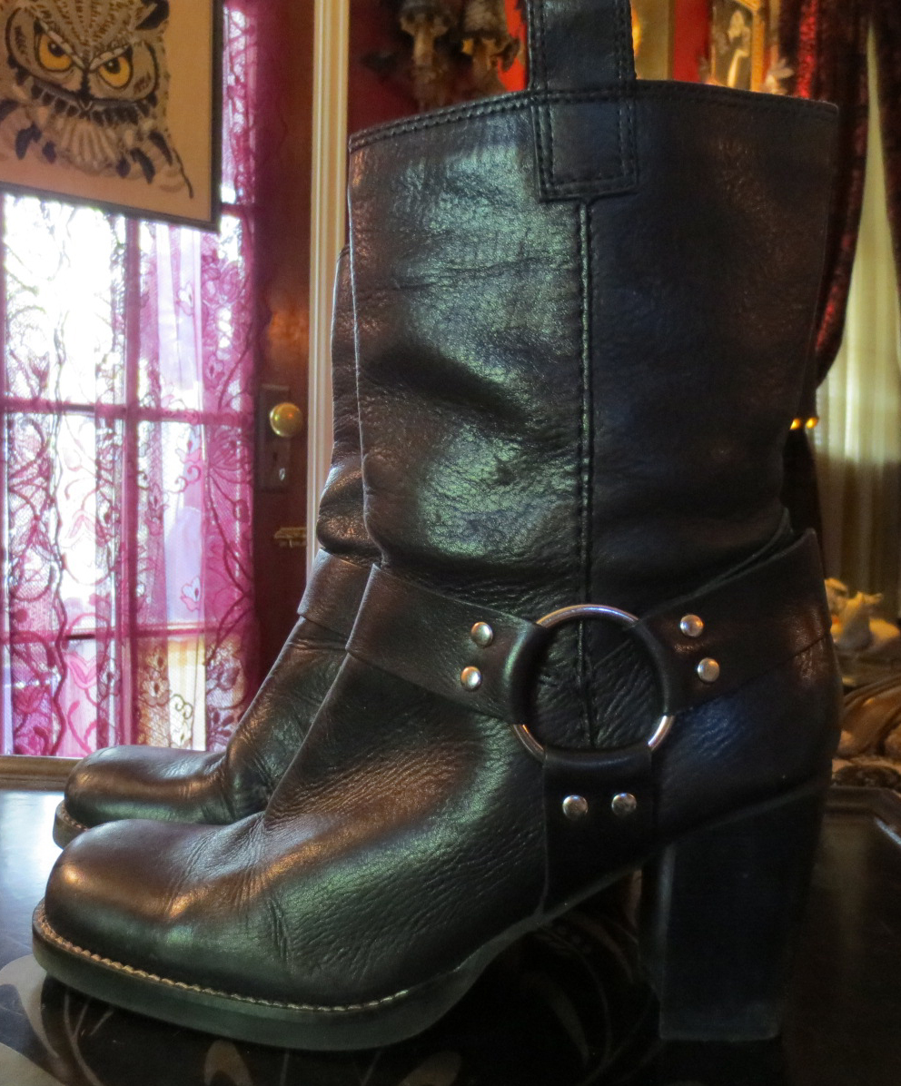 womens leather harness boots