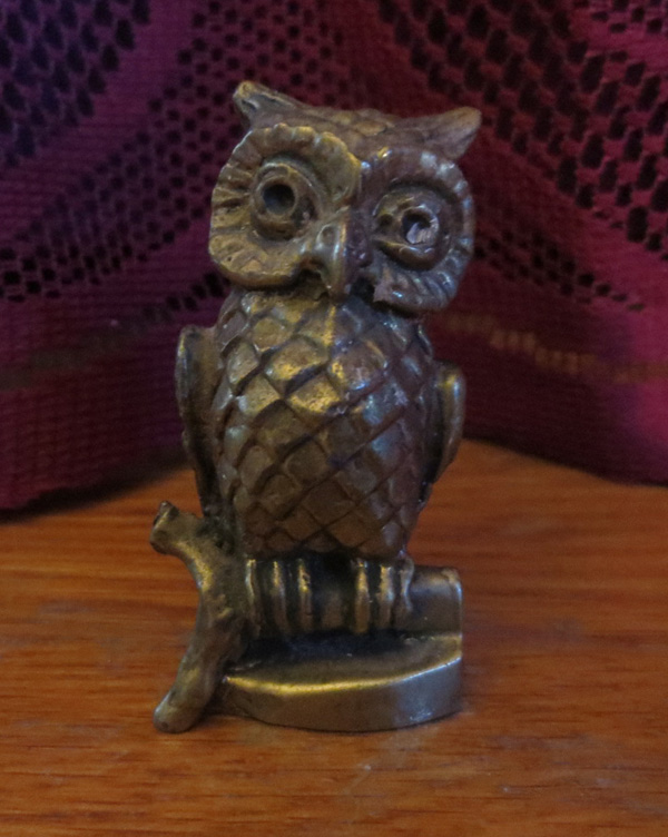 Vintage Solid Brass Owl Statue Figurine