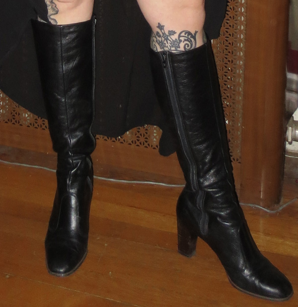 black leather gogo boots