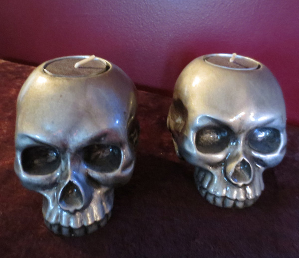 Silver Skull Candle Holders