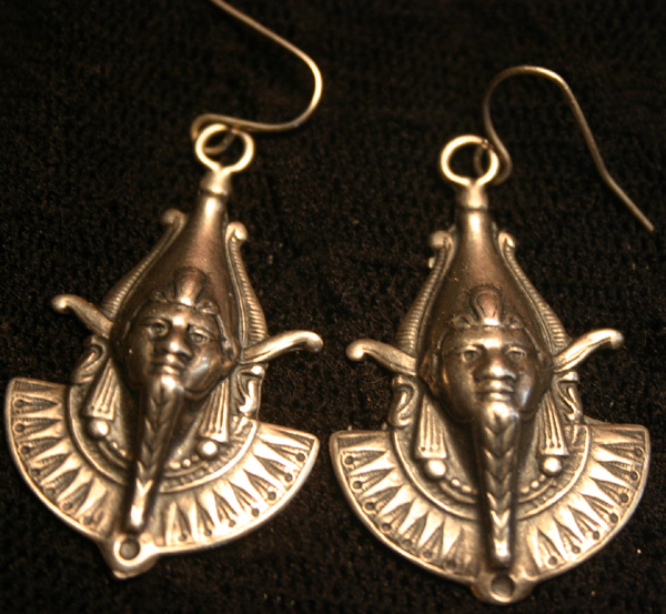 Vintage Sterling Silver Egyptian God Thutmose Earrings