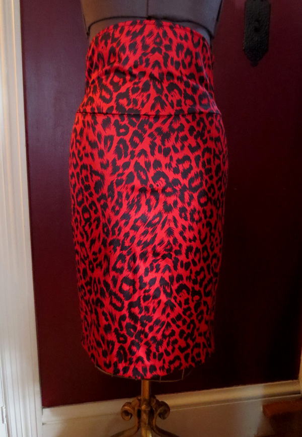 Punk Rock Black Red Leopard Body Con Pencil Skirt S