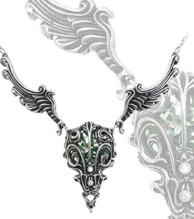 Black Widow Spider Jewelry on Alchemy Gothic Spirit Of Destiny Skull Wings Necklace