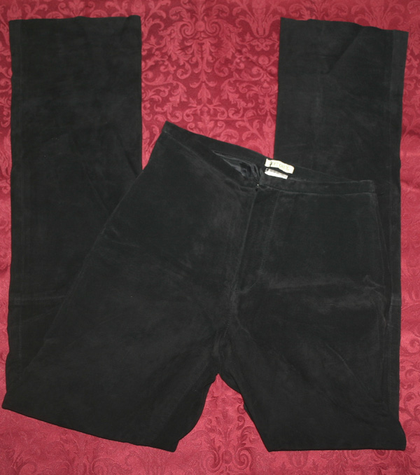 Black Soft Suede Leather Bootcut Pants Size 2