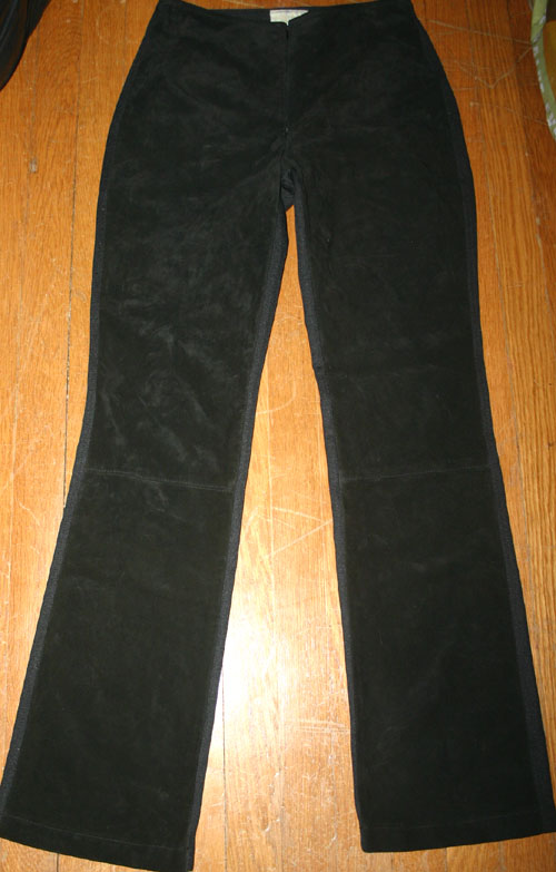 Cache Black Suede Leather Bootcut Pants Size 2