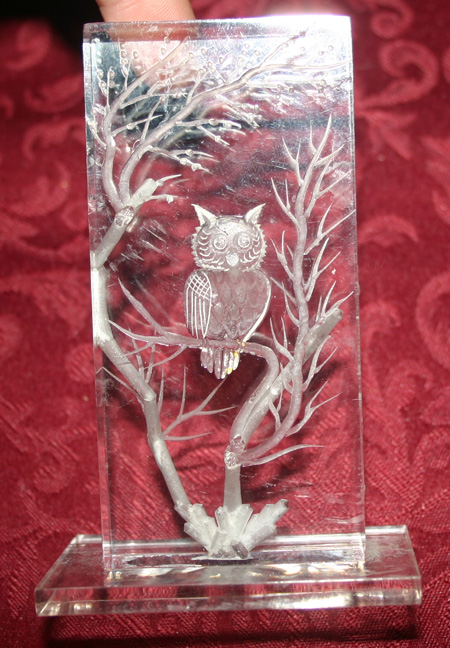 Vintage Owl In Tree Statue