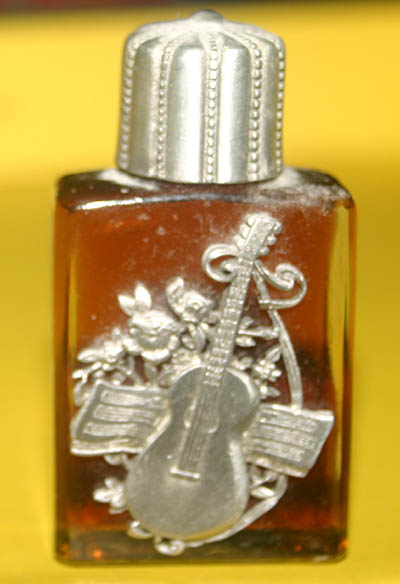 Pewter Glass Perfume Oil Bottle Guitar Nag Champa