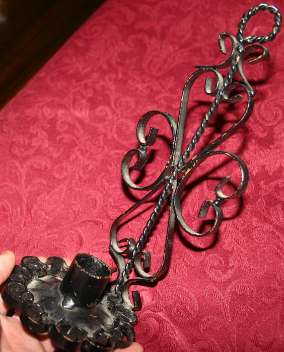 Vintage Gothic Black Wrought Iron Wall Candle Holder