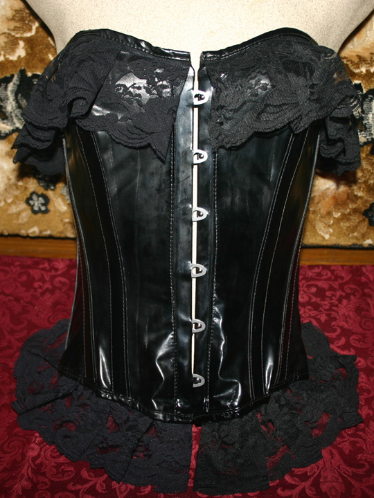 Fetish Gothic Black PVC & Lace Underbust Corset