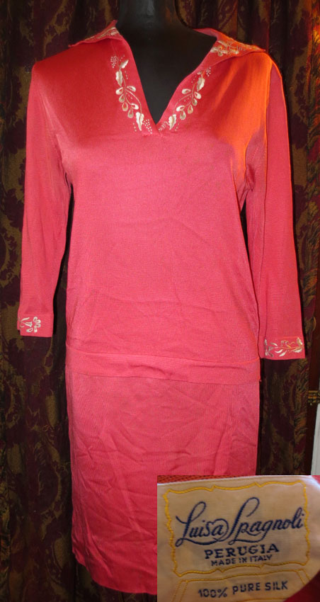 Vintage 1960s Luisa Spagnola Pure Silk Blouse Skirt Set