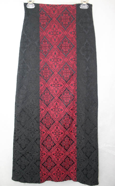 Gothic Red Black Cathedral Cross Long Skirt XS