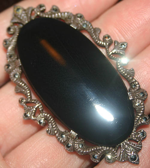 Sterling Onyx Scrying Pendant