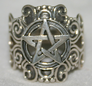Sterling Silver Fancy Detail Pentagram Ring