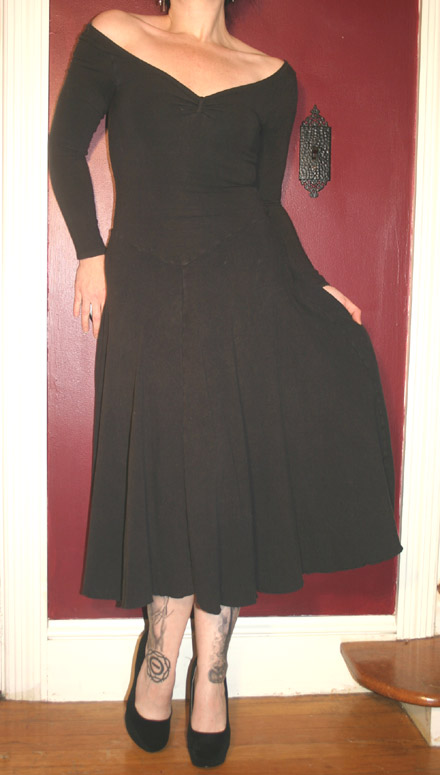 Vintage Capezio Black Scoop Neck Long Dance Dress S