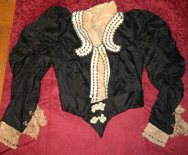 Antique Victorian Black Silk Ladies  Mourning Bodice