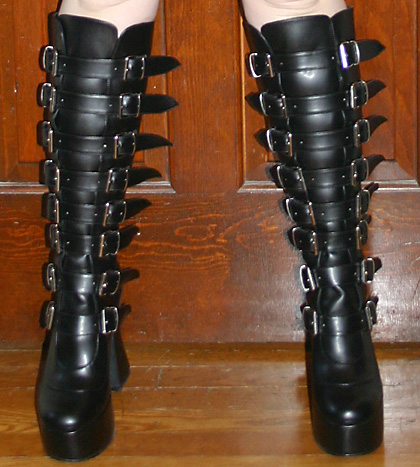 Black Leather Buckle Boots