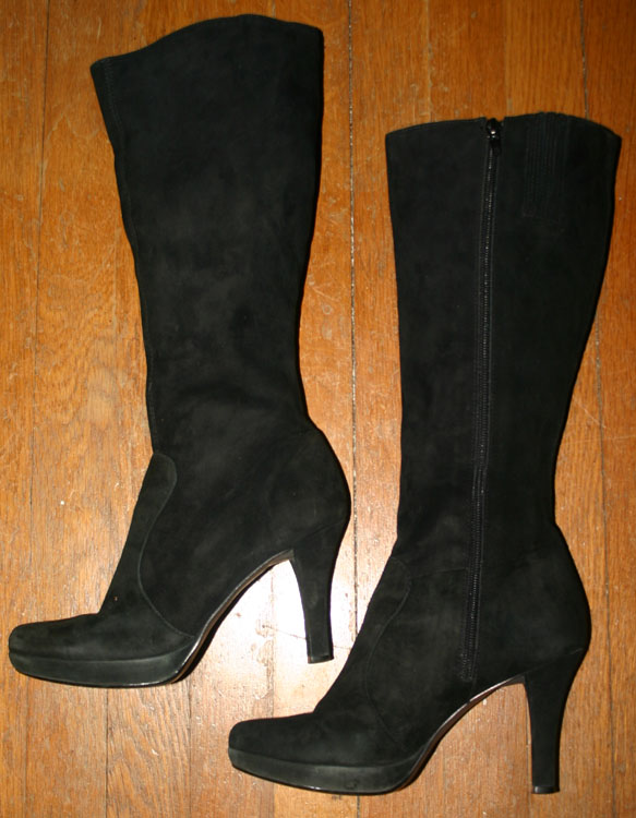 Witchy Black Suede Leather High Heel Knee Boots 7.5