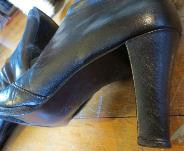 Vintage Knee High Black Leather High Heel GO GO Boots 7
